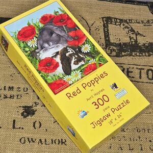 Red Poppies and Bunnies 300 Piece Jigsaw Puzzle  18"x24" Completed